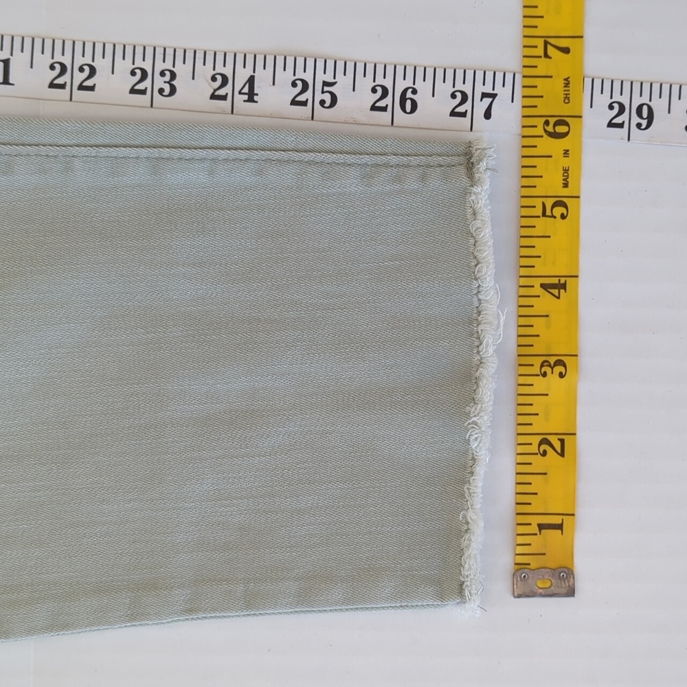 NWT Nine West Gramercy Skinny Ankle Jeans 12 Sea Grass Green Frayed Hem Twill - Picture 16 of 16